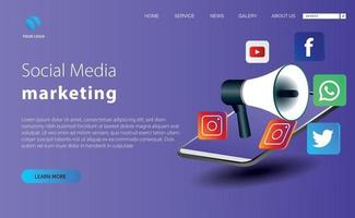 3d social media landing page template