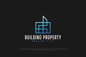 Minimalist Real Estate Logo in Blue Gradient with Line Style vector