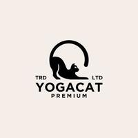 gato yoga pose vintage logo icono ilustración premium vector