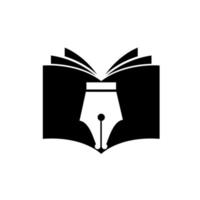 Ilustración de vector de diseño de logotipo de libro de pluma