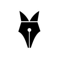 FOX PEN SIMPLE LOGO CONCEPT FOUNTAIN PEN NIB AS A FOX HEAD vector logo icon illustration design