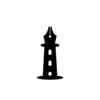 lighthouse pen logo icon vector illustration template design