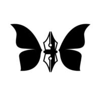 Concepto de pluma de mariposa pluma con alas de mariposa y diseño de ilustración de icono de logotipo vectorial de antena vector