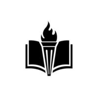 Book with fiery torch concept university vector