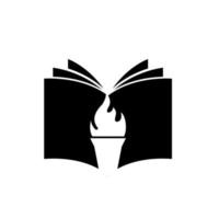 Libro con concepto de antorcha ardiente educación universitaria o emblema de biblioteca vector