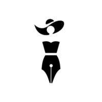 Ropa de concepto de logotipo de pluma de moda con diseño de ilustración de icono de vector de plumilla