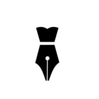 Ropa de concepto de logotipo de pluma de moda con diseño de ilustración de icono de vector de plumilla