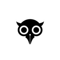 Owl pen smart pen logo concept owl geek bird with fountain pen nib vector icon illustration design