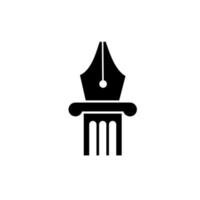 law logo concept pillars with pen nib vector icon illustration design