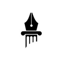 Pilares del concepto del logotipo de la ley con diseño de ilustración de icono de vector de plumilla