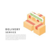 Delivery service with isometric boxes vector