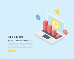 concepto de inversión bitcoin inversión bitcoin isométrica vector