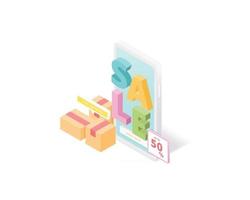 Online shopping isometric vector illustration