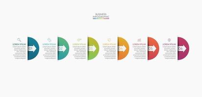 Iconos infográficos de la línea de tiempo de visualización de datos comerciales diseñados para la plantilla de fondo abstracto vector