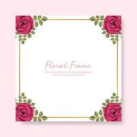 cute floral frame background template vector