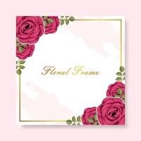 cute floral frame background template vector