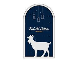 ilustración de papel de cabra de cúpula eid al adha vector