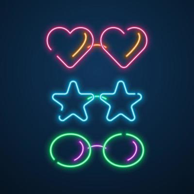 neon light glasses party vector