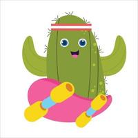 cute cactus character vector template design illustration