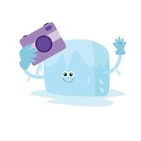 cute ice cube character vector template design illustration