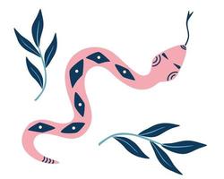 serpiente mágica en estilo boho ilustración mágica para prácticas espirituales de magia étnica y ritos astrológicos elementos de decoración impresión para tarjetas carteles otra ropa ilustración vectorial vector