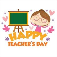 Happy Teacher Day Character Flat Cartoon Vector Template Design Illustration