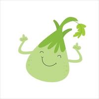 Cute Onion Character Flat Cartoon Vector Template Design Illustration