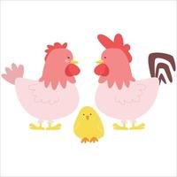 Cute Chicken Family Animal Flat Cartoon Character Vector Template Design Illustration