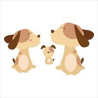 Cute Dog Family Animal Flat Cartoon Character Vector Template Design Illustration