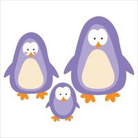 Cute Penguin Family Animal Flat Cartoon Character Vector Template Design Illustration