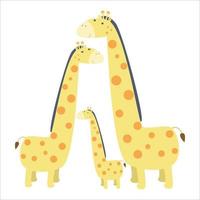 Cute Giraffe Family Animal Flat Cartoon Character Vector Template Design Illustration