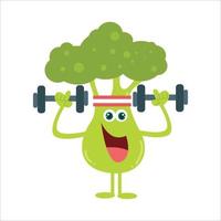 Cute Broccoli Flat Cartoon Character Vector Template Design Illustration