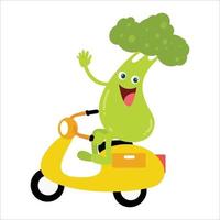 Cute Broccoli Flat Cartoon Character Vector Template Design Illustration