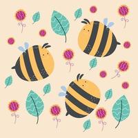 Cute Bee Activity Character Flat Cartoon Vector Template Design Illustration