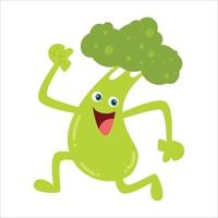 Cute Broccoli Flat Cartoon Character Vector Template Design Illustration