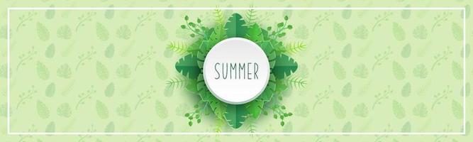 Summer festival with tropical leaves background banner vector