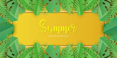 Summer festival with tropical leaves background vector