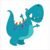 Ilustración de diseño de plantilla de vector de personaje de dibujos animados plano lindo dino