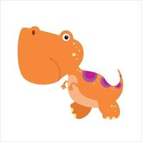 Cute Dino Flat Cartoon Character Vector Template Design Illustration