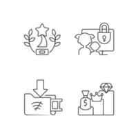 Broadcast services linear icons set vector