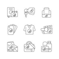 Company branding materials linear icons set vector