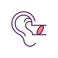 Foreign bodies in ear RGB color icon vector