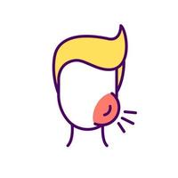 Swollen cheek RGB color icon vector