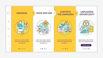 Job transition reasons onboarding mobile app page screen with concepts vector