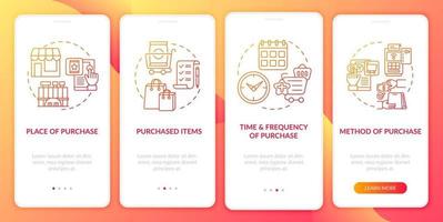 Consumer behavior patterns onboarding mobile app page screen with concepts vector