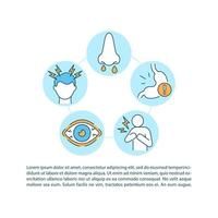 iconos de línea de concepto de riesgos para la salud con texto vector