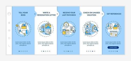 Resignation checklist onboarding mobile app page screen with concepts vector