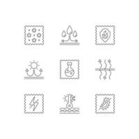 Fabric properties linear icons set vector