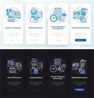 Buyer behavior patterns onboarding mobile app page screen with concepts vector