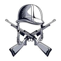 helmet and rifles vector